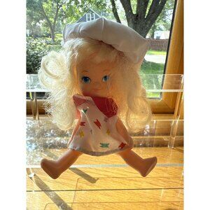 Vintage Cupcake Kids Doll With White Hat & Colorful Dress